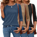 3/4 Sleeve Tops for Women Round Neck Loose Fit Tees - Cozy Basics