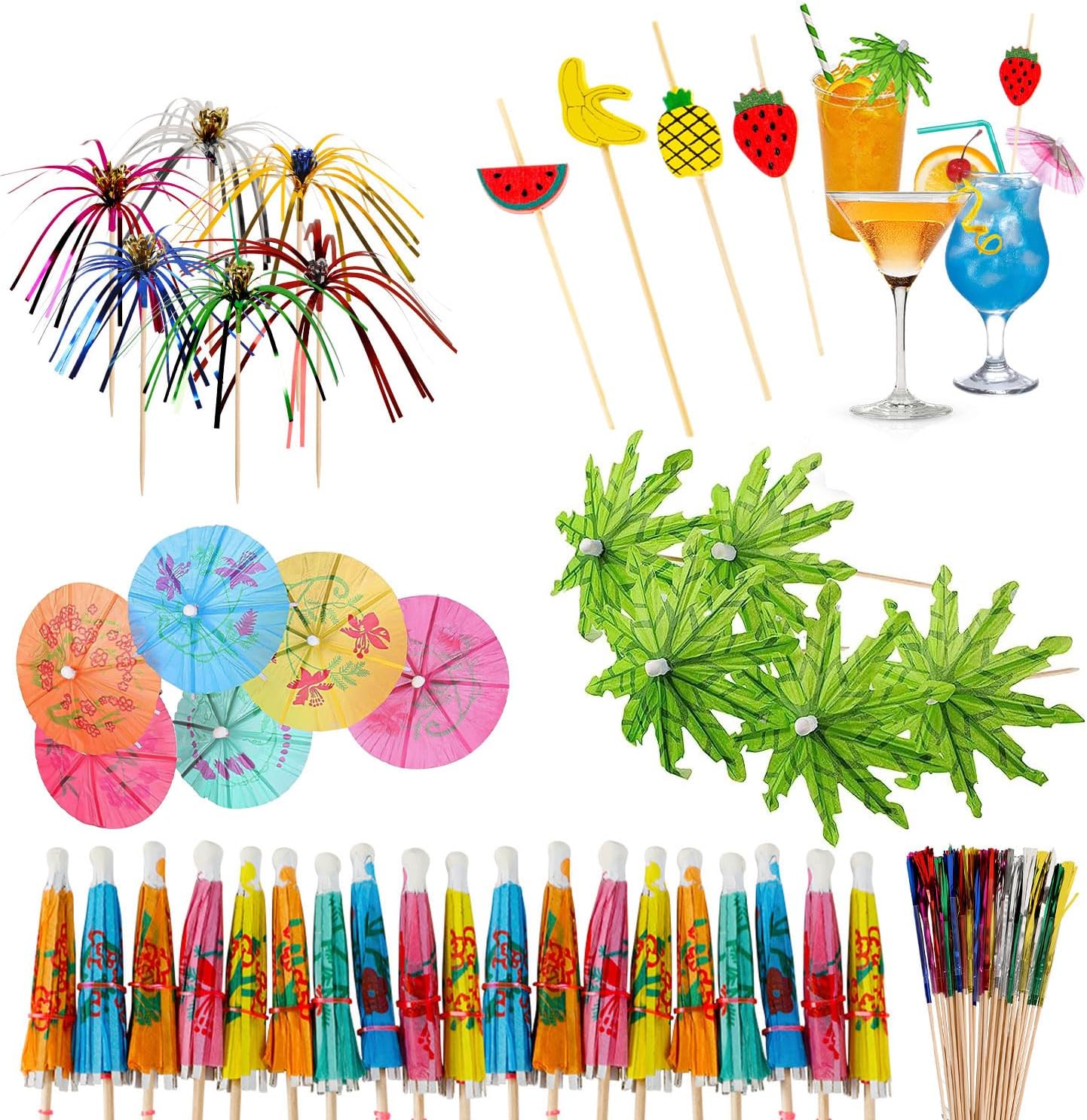 220 Pcs Cocktail Fruit Picks - Tropical Party Decor
