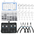 850Pcs C-clip and E-clip Retaining Rings Kit with 4-Piece Pliers