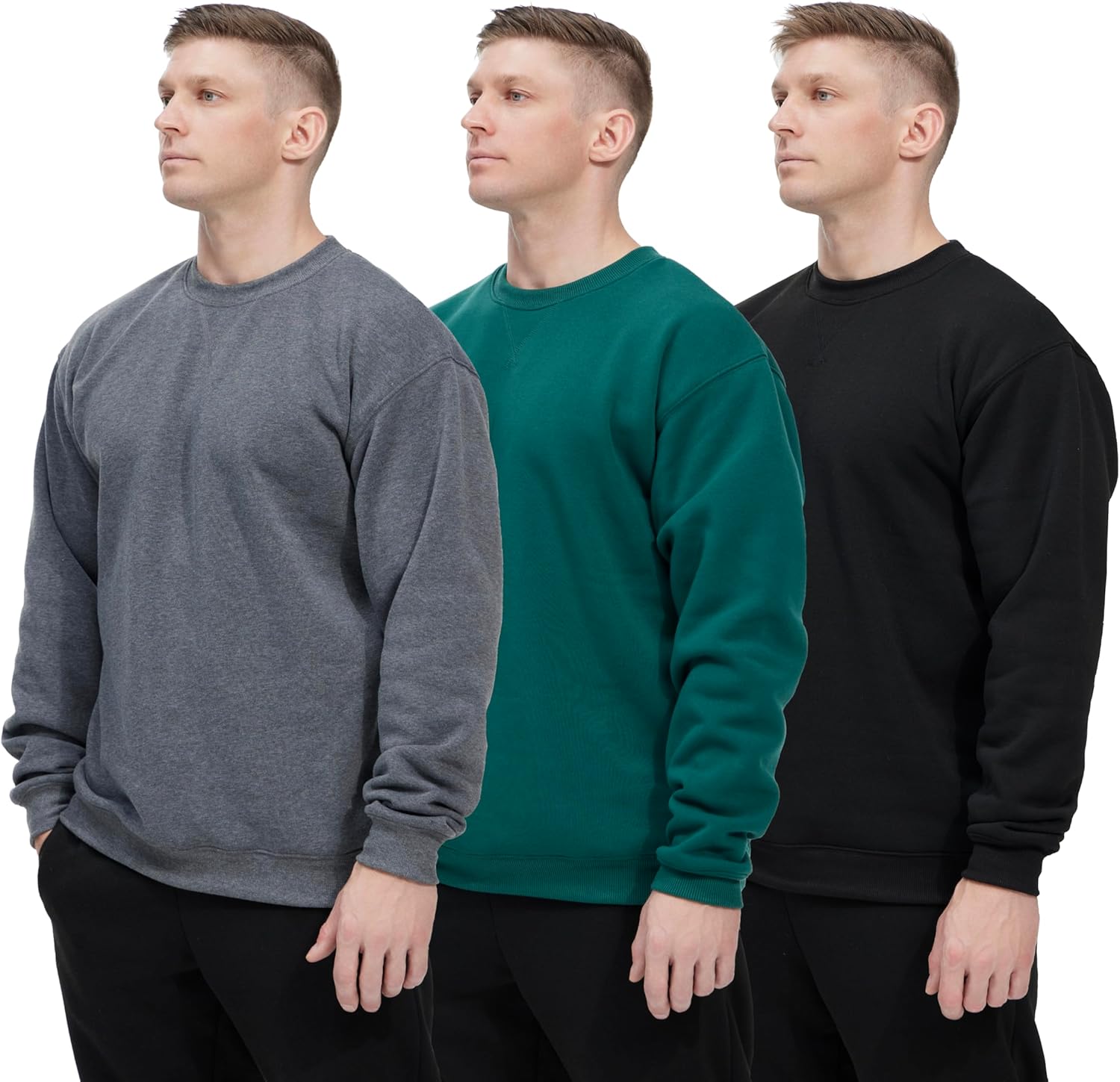 3 Pack Cozy Crewneck Sweatshirts for Men - WHITE PEAK TRADING
