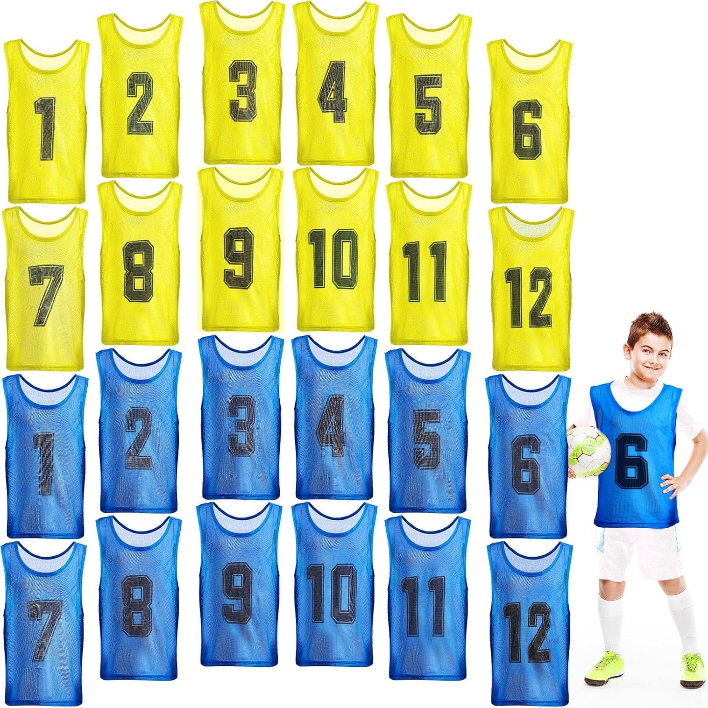 Hercicy 24 Pcs Youth Pinnies Soccer Training Vests for Games