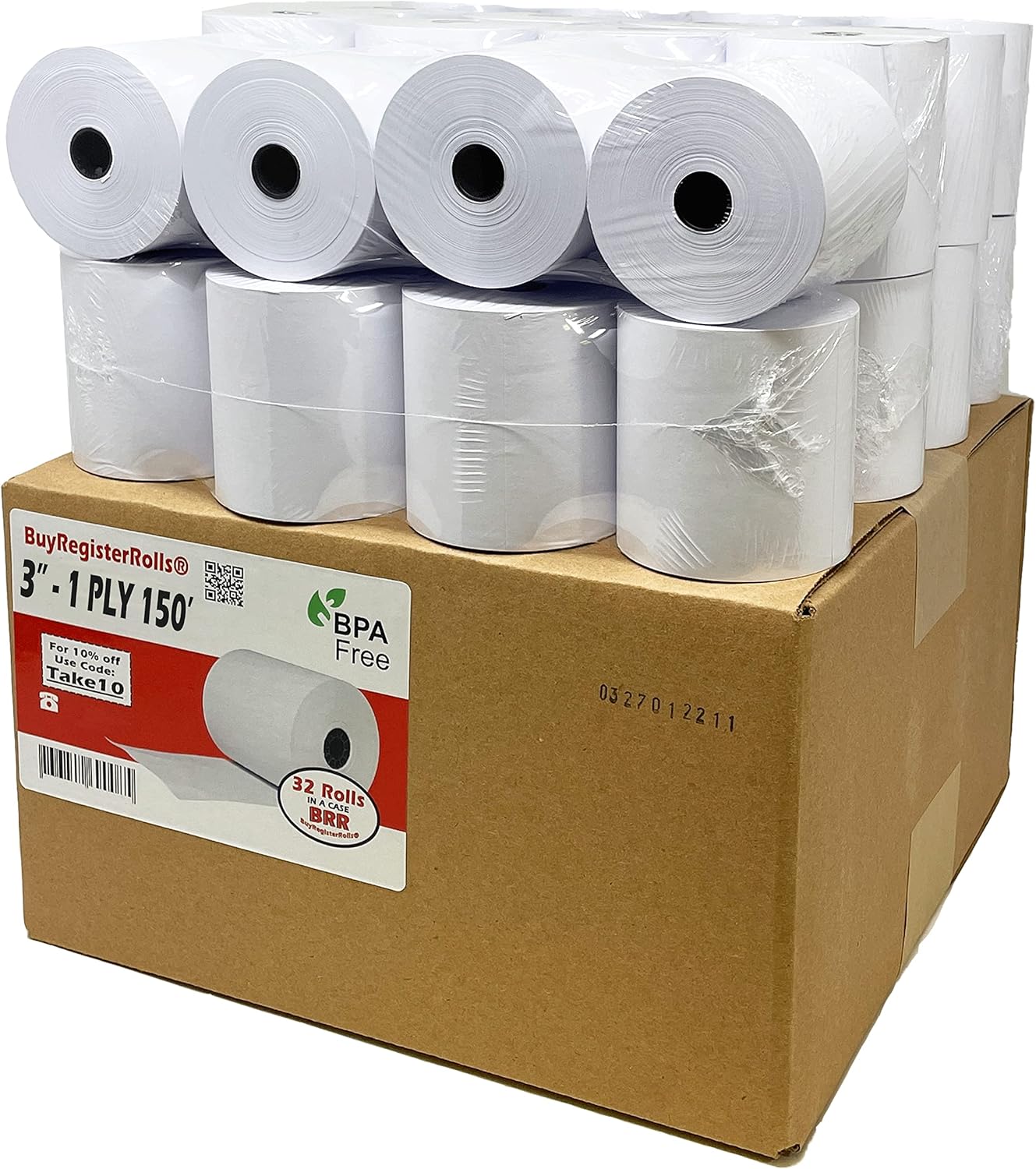 Long-Lasting 1 Ply Bond POS Receipt Roll (32 Rolls)