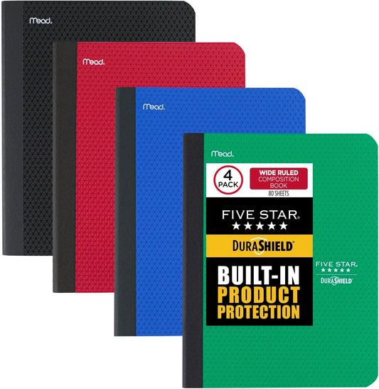 Anti-Microbial 4-Pack Composition Books + Study App