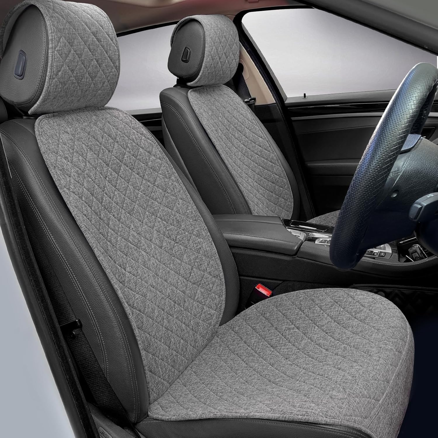 Linen Car Seat Covers for Front Seats - Breathable Protection