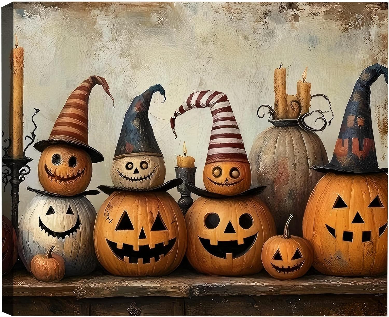 Halloween Pumpkin Canvas Wall Art for Festive Home Decor