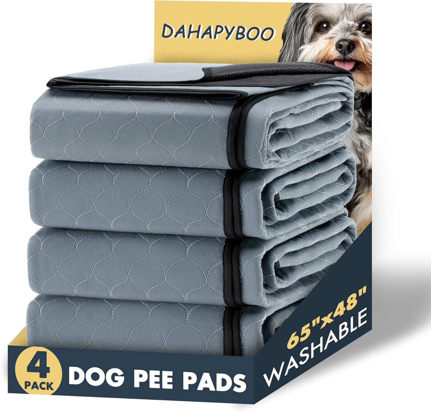 Extra Large Washable Pee Pads for Dogs - 4 Pack Reusable Pads