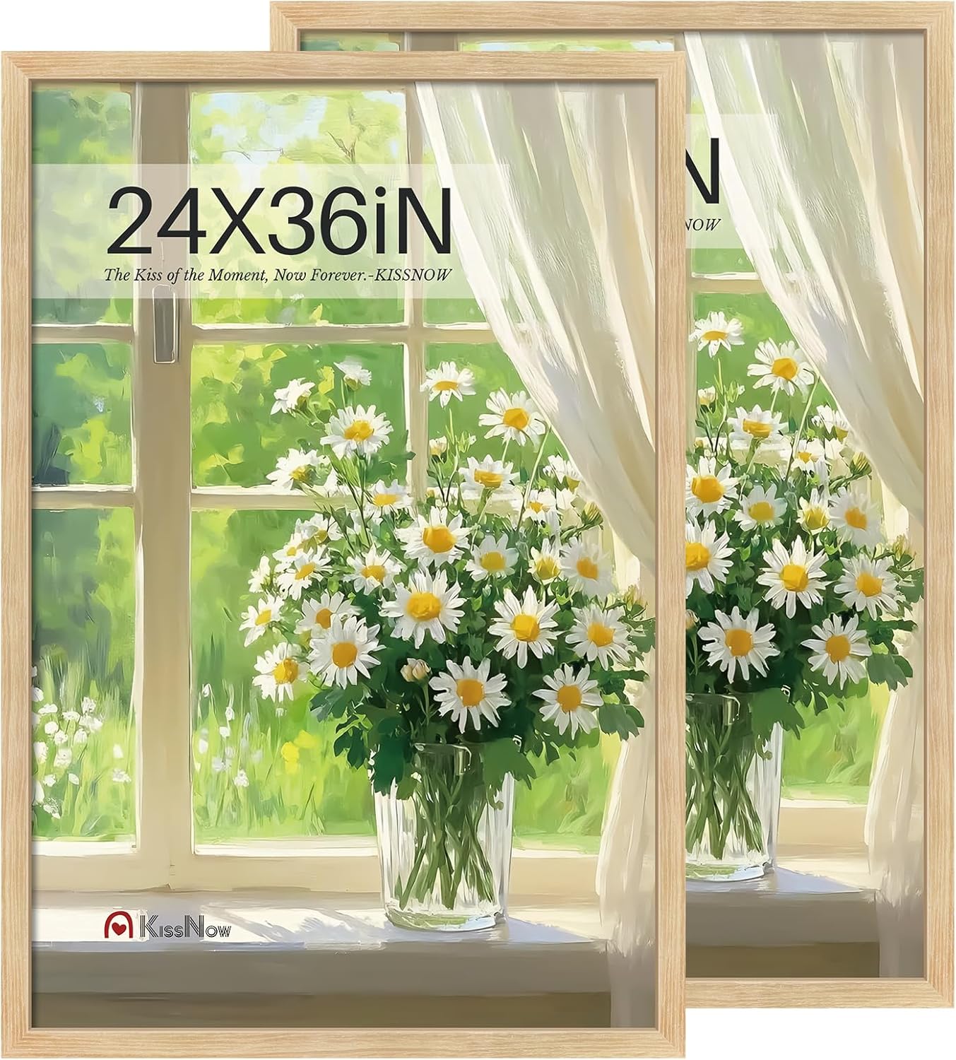 Natural Oak Wood 24x36 Poster Frame 2 Pack for Timeless Elegance