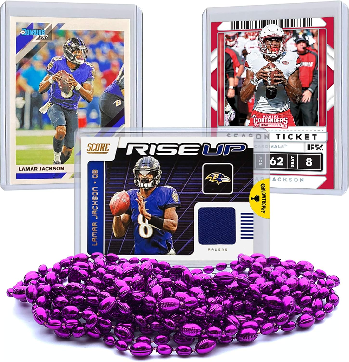 Lamar Jackson Jersey Card Bundle - Set of 3 Authentic Cards