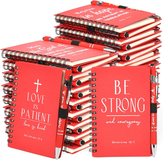 Christian Prayer Journal Spiral Red Notebooks Bulk with Pens