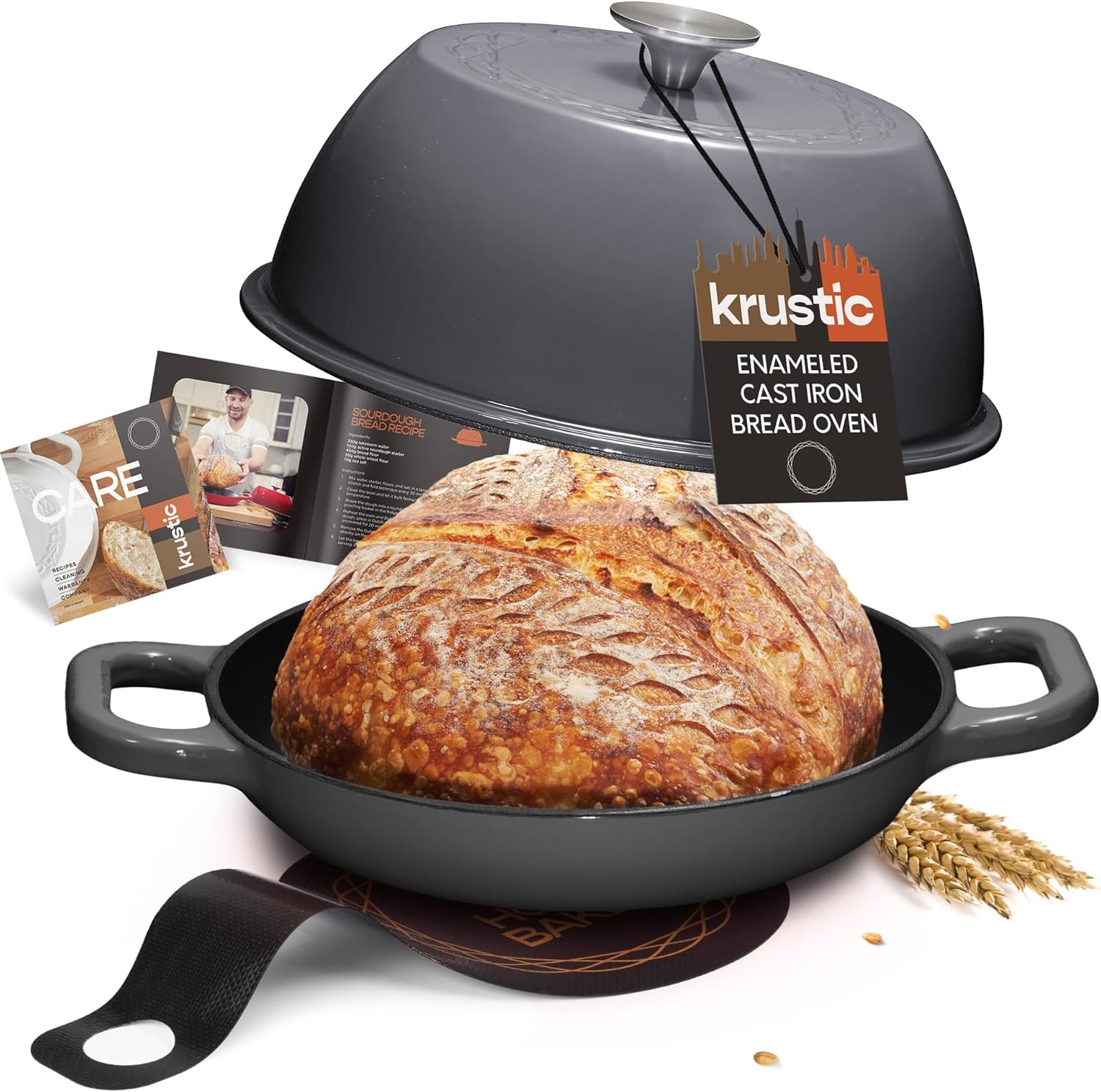Enameled Cast Iron Dutch Oven for Sourdough Bread Baking