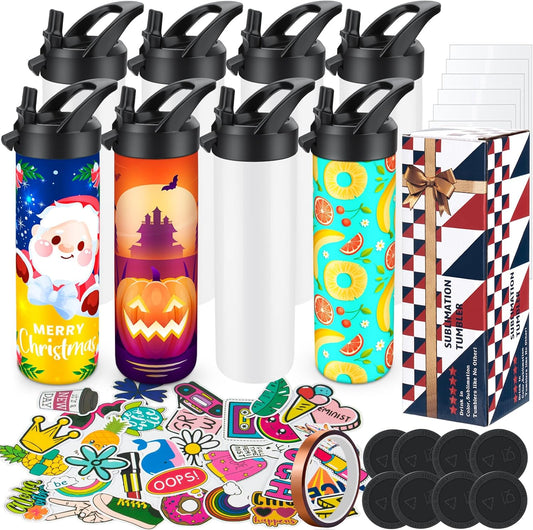 20oz Sublimation Tumbler Set with Straw Lid for DIY Projects