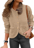 Caracilia Women's 2025 Fall Cardigan Sweater - Cropped Textured