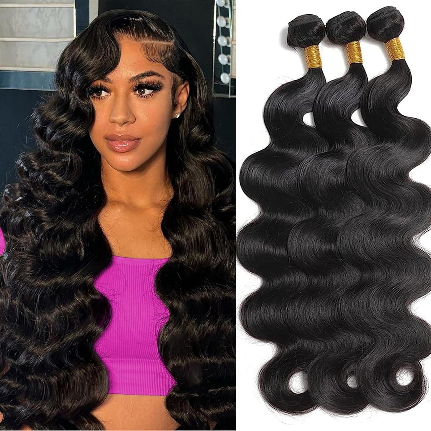 Body Wave Human Hair Bundles for Natural Black Hair Extensions