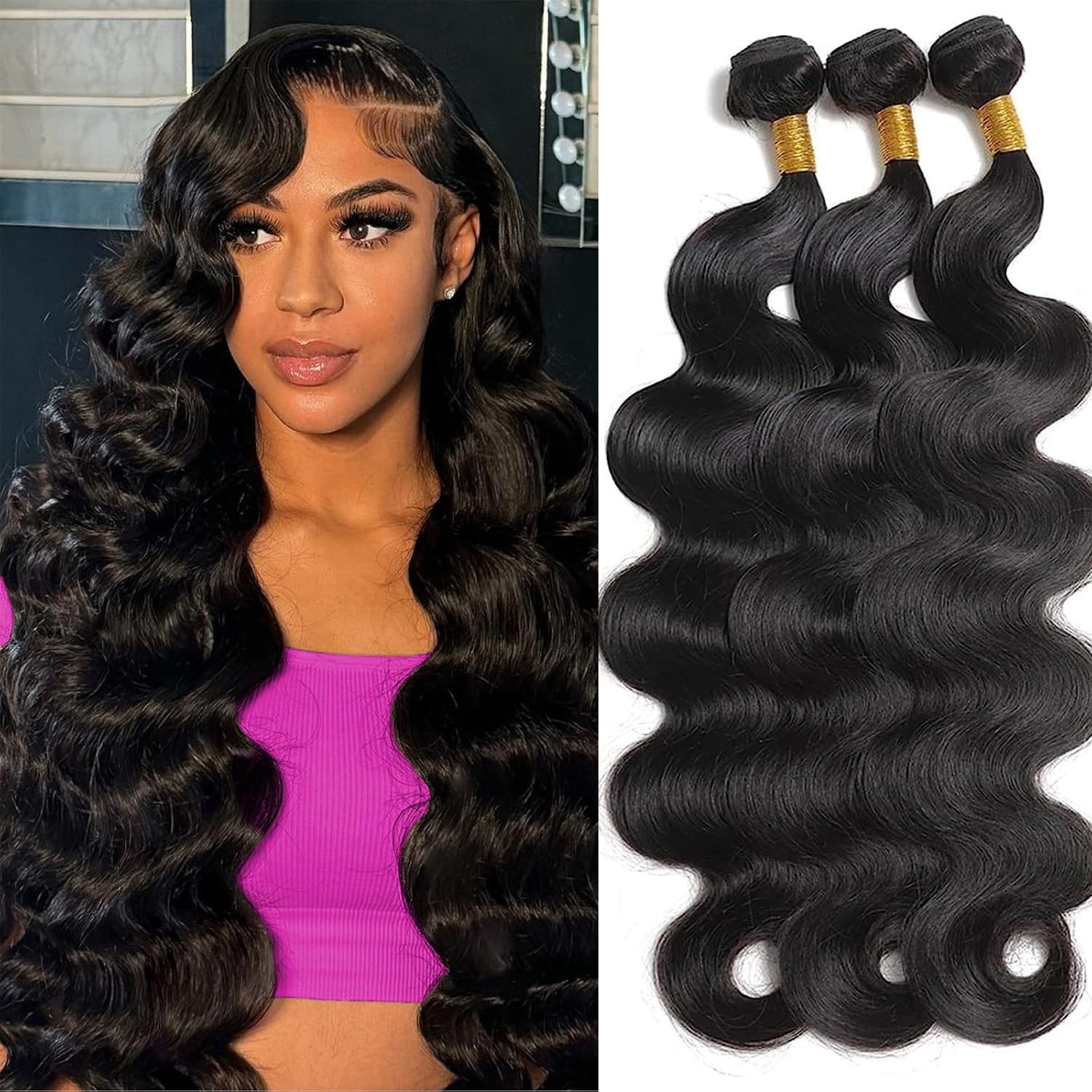 Body Wave Human Hair Bundles for Natural Black Hair Extensions
