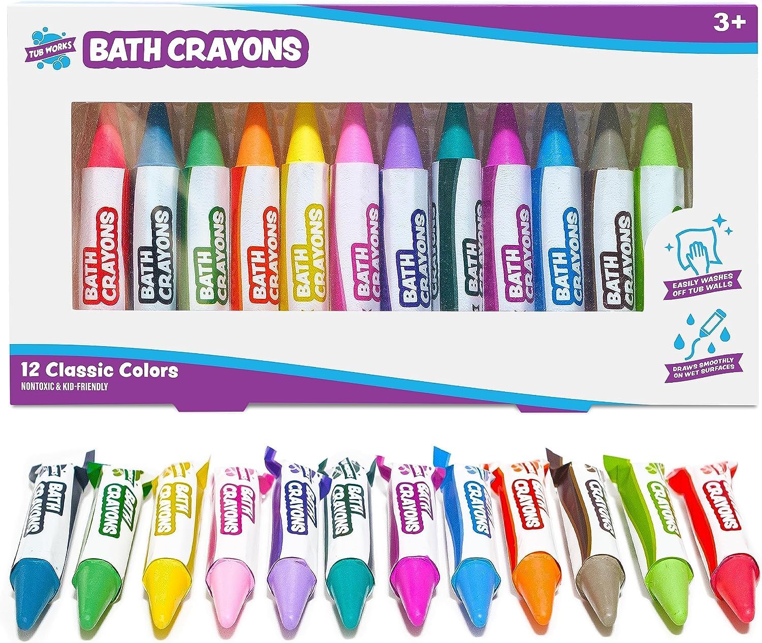 Tub Works Smooth Bath Crayons | Nontoxic Washable Fun!