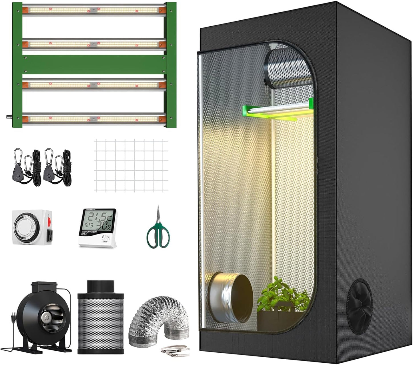 TopoGrow Complete Hydroponic Grow Kit with LED Full-Spectrum Light