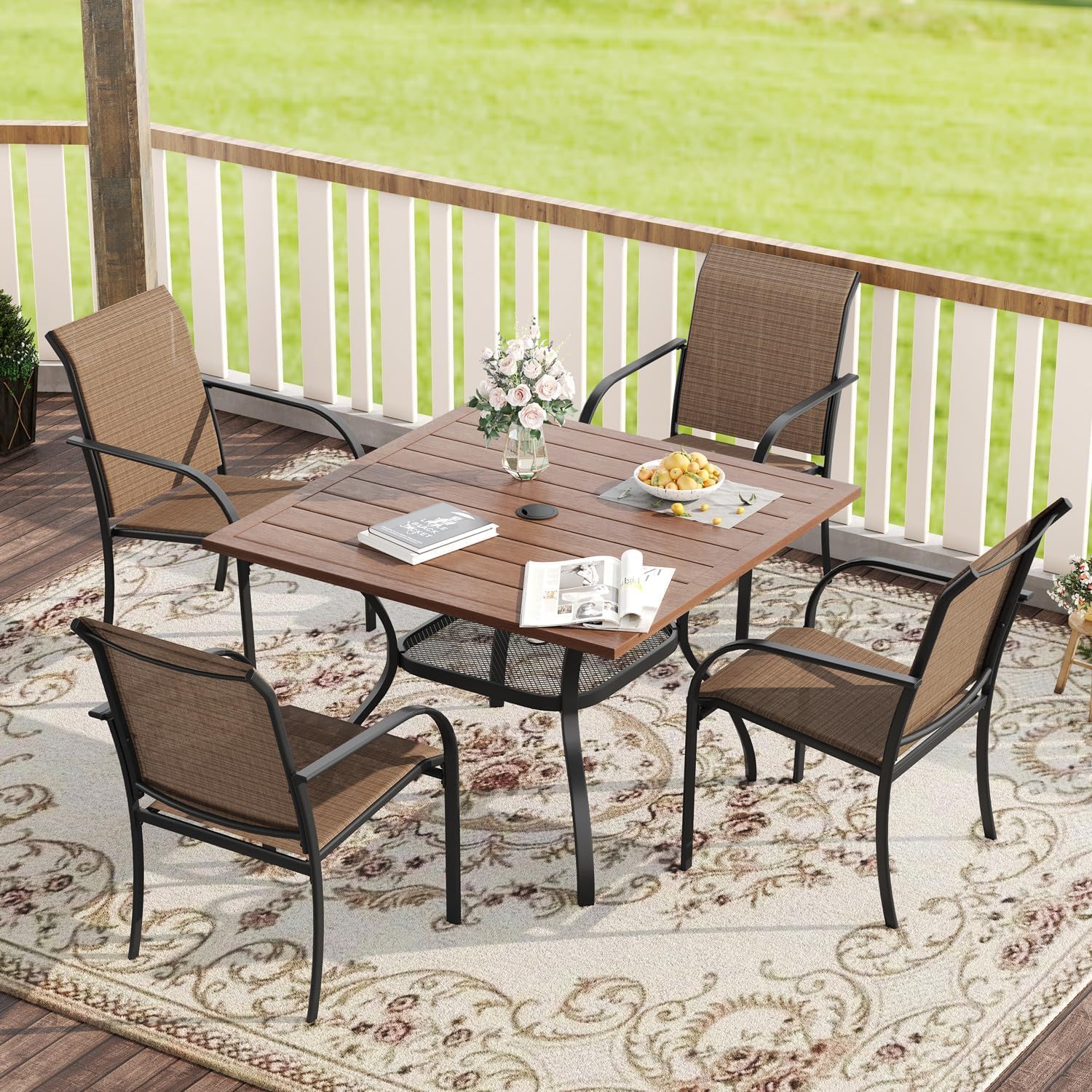 VICLLAX 5 Pieces Patio Dining Set for Outdoor Relaxation