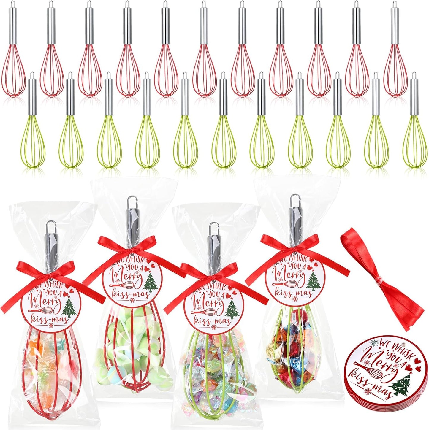 36 Sets 8 Inch Christmas Whisks for Holiday DIY Gifts and Decor