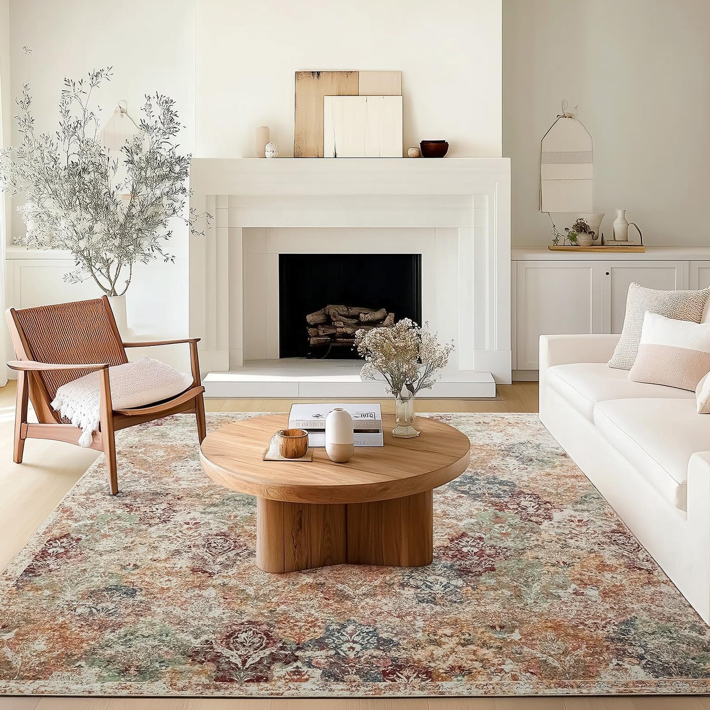 Large Machine Washable Boho Area Rug for Living Room & More