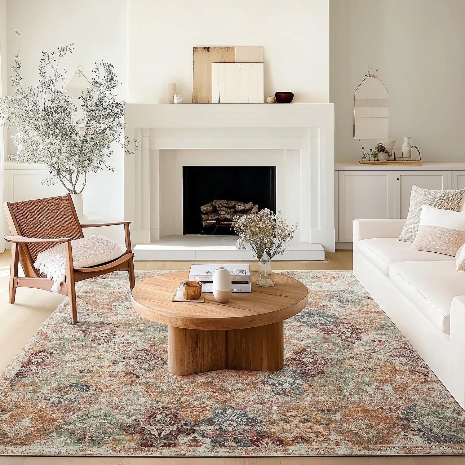 Large Machine Washable Boho Area Rug for Living Room & More