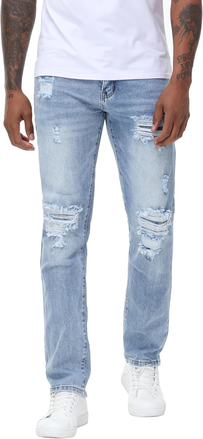 Men's Stretch Regular Fit Straight-Leg Denim Pants for Comfort