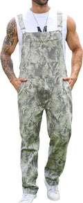 Camo Bibs Overalls for Men Green Camouflage Work Jumpsuit