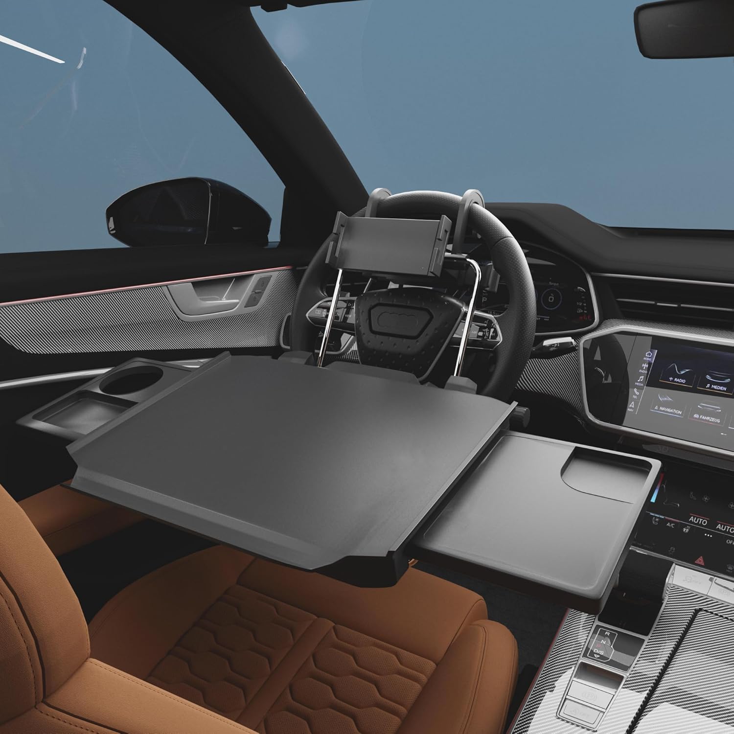 2 in 1 Large Car Steering Wheel Tray for Eating and Work