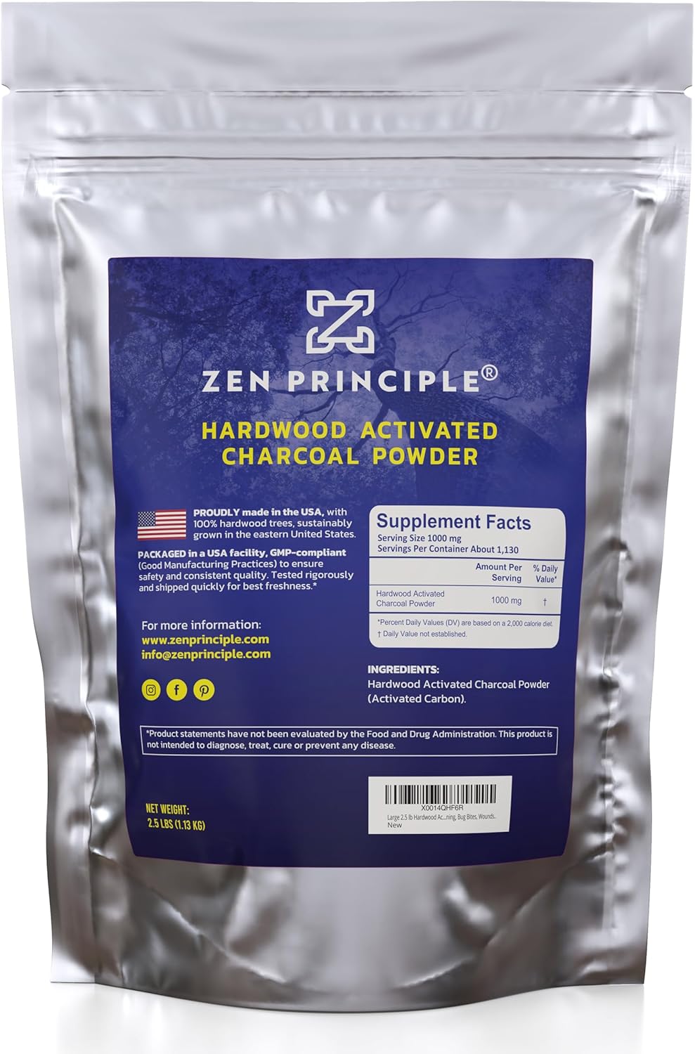 Zen Principle Activated Charcoal Powder for Teeth and Skin Care