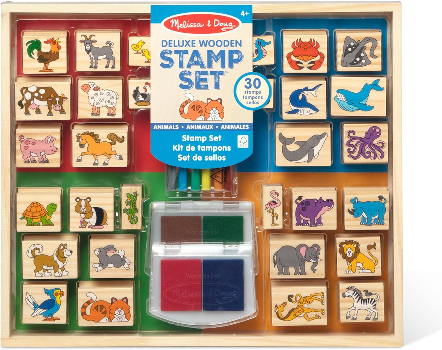 Melissa & Doug Deluxe Wooden Stamp Set: Fun Animal Creativity