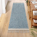 Lahome Boho Kitchen Runner Rugs 2x6 - Washable Low Pile Blue Runner