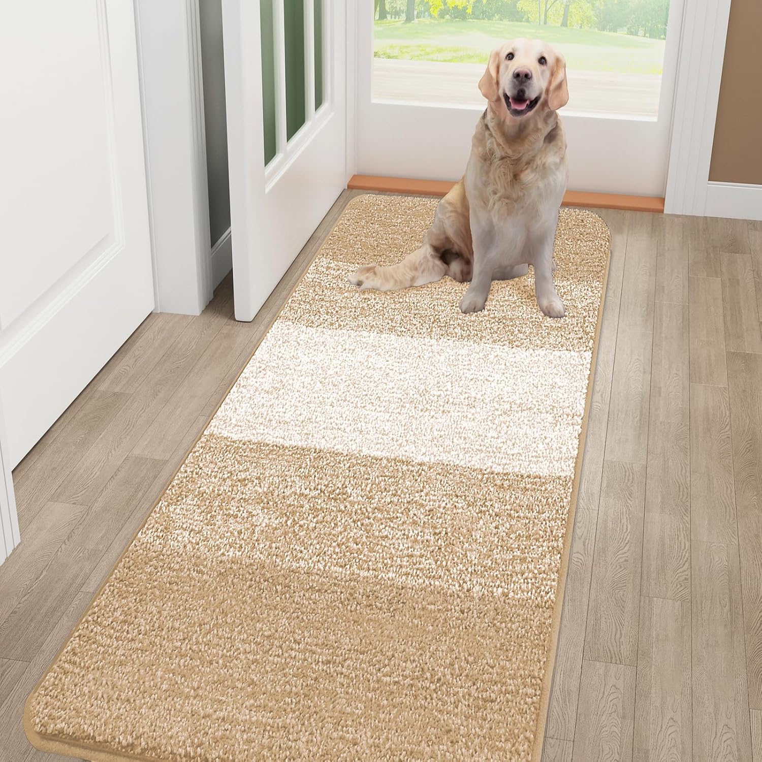 Kitinjoy Indoor Outdoor Door Mat - Non-Slip Absorbent Dirt Trapper