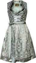 Authentic Oktoberfest Bavarian Dirndl Dress Silver Blue - Classic Fit
