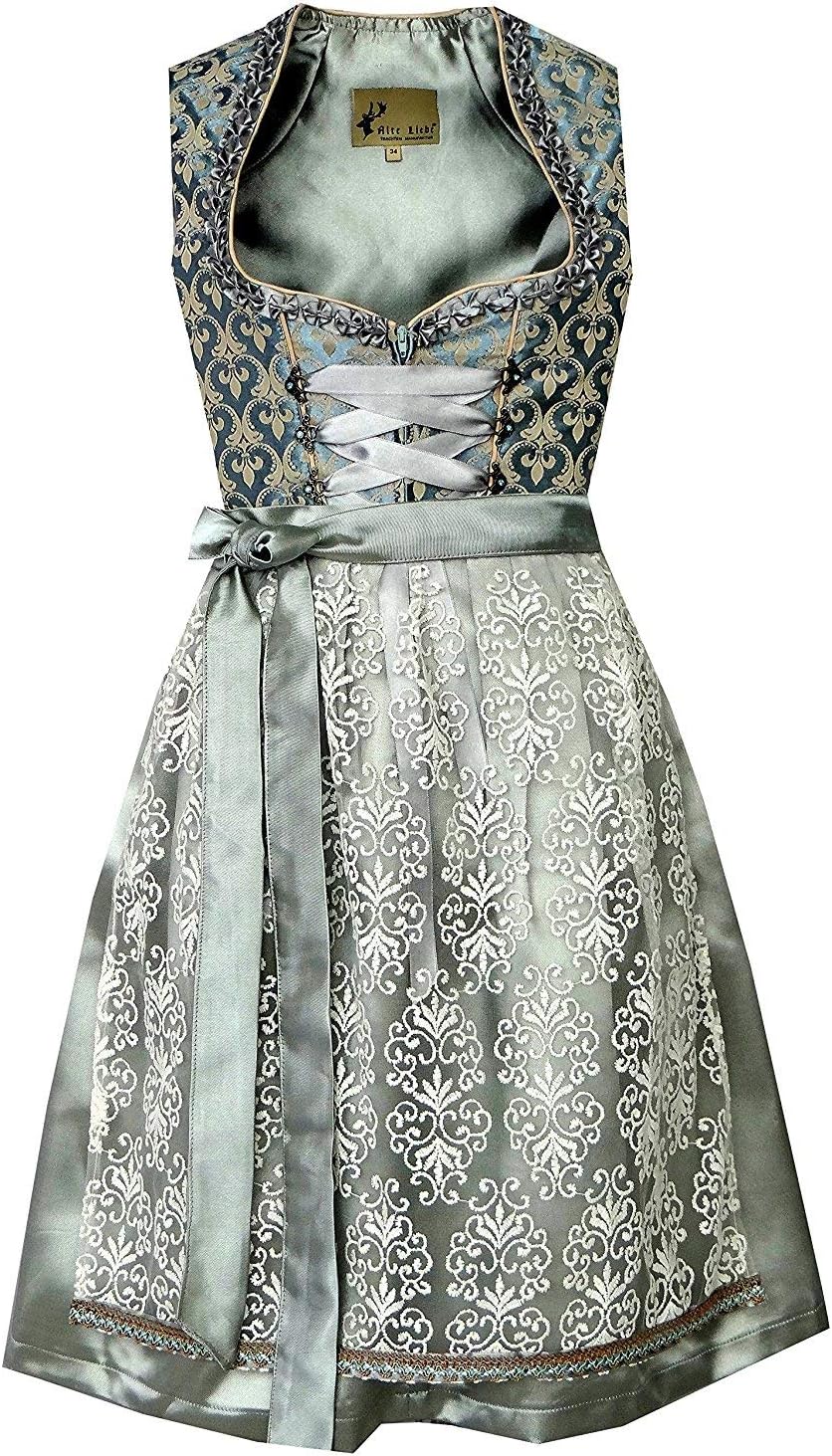 Authentic Oktoberfest Bavarian Dress for Women in Silver Blue