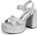 Women's Platform Chunky Heels Square Open Toe Ankle Strap Sandals
