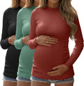 Women's Maternity Ribbed Knit Tops 3-Pack - Soft Stretch Tunics