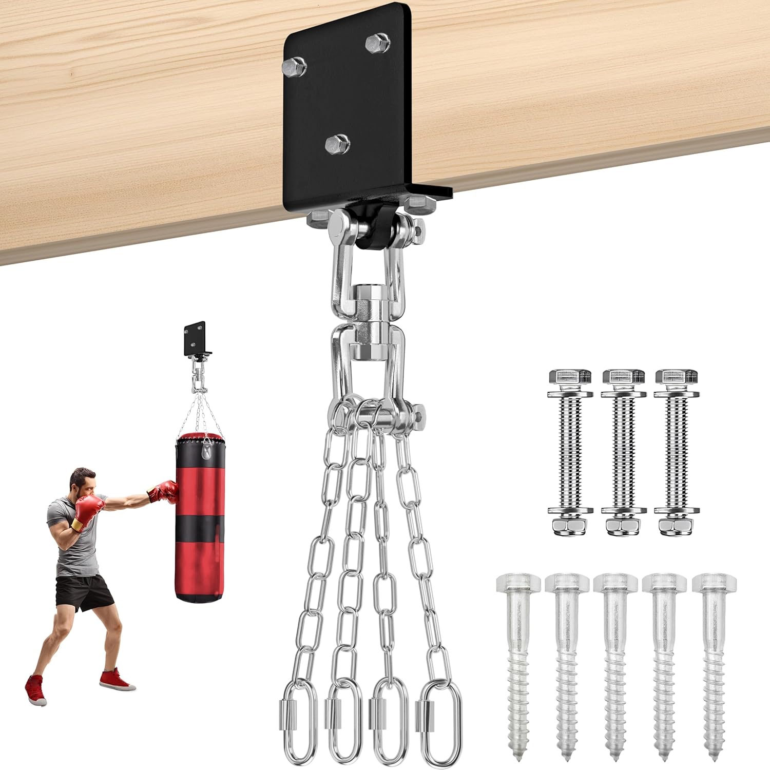 Heavy Bag Hanger for 360 Rotation and Maximum Stability