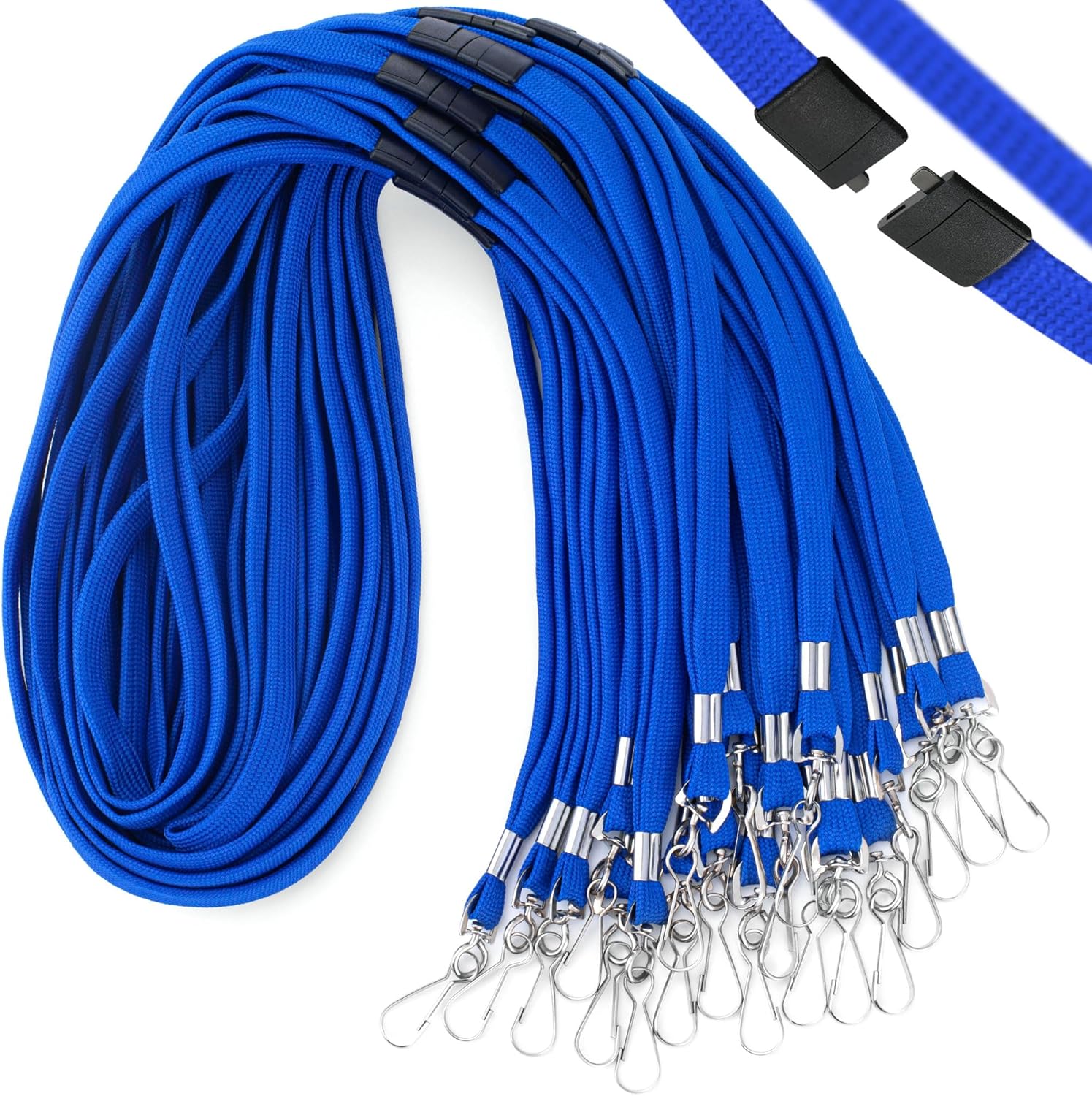 MIFFLIN-USA Flat Breakaway Safety Lanyard for ID Badges - 100 Pack