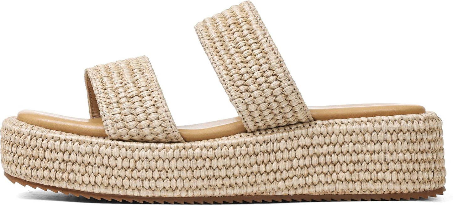 Platform Slip on Espadrille Sandals for Women Wedges Slides