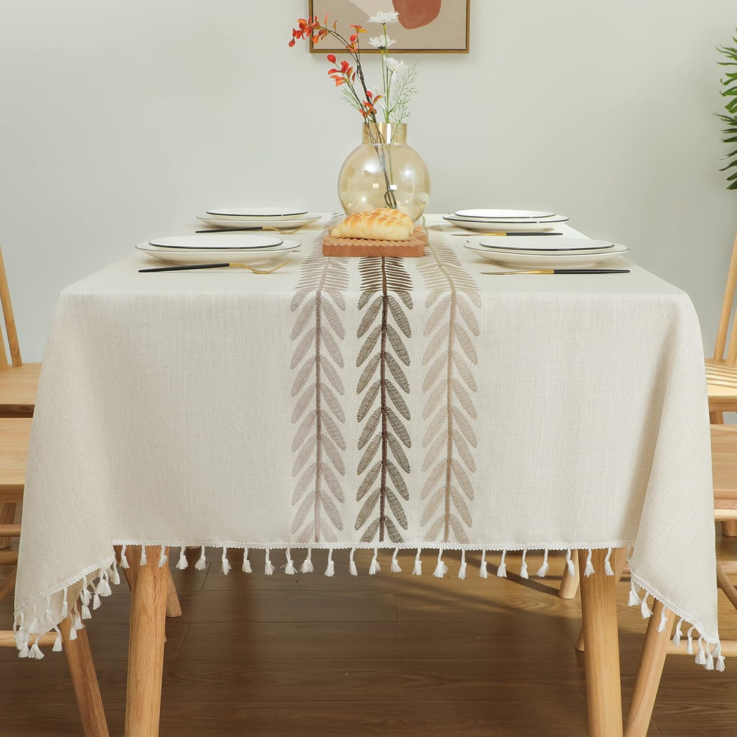 Laolitou Rustic Farmhouse Tablecloth for Dining Tables 55x102
