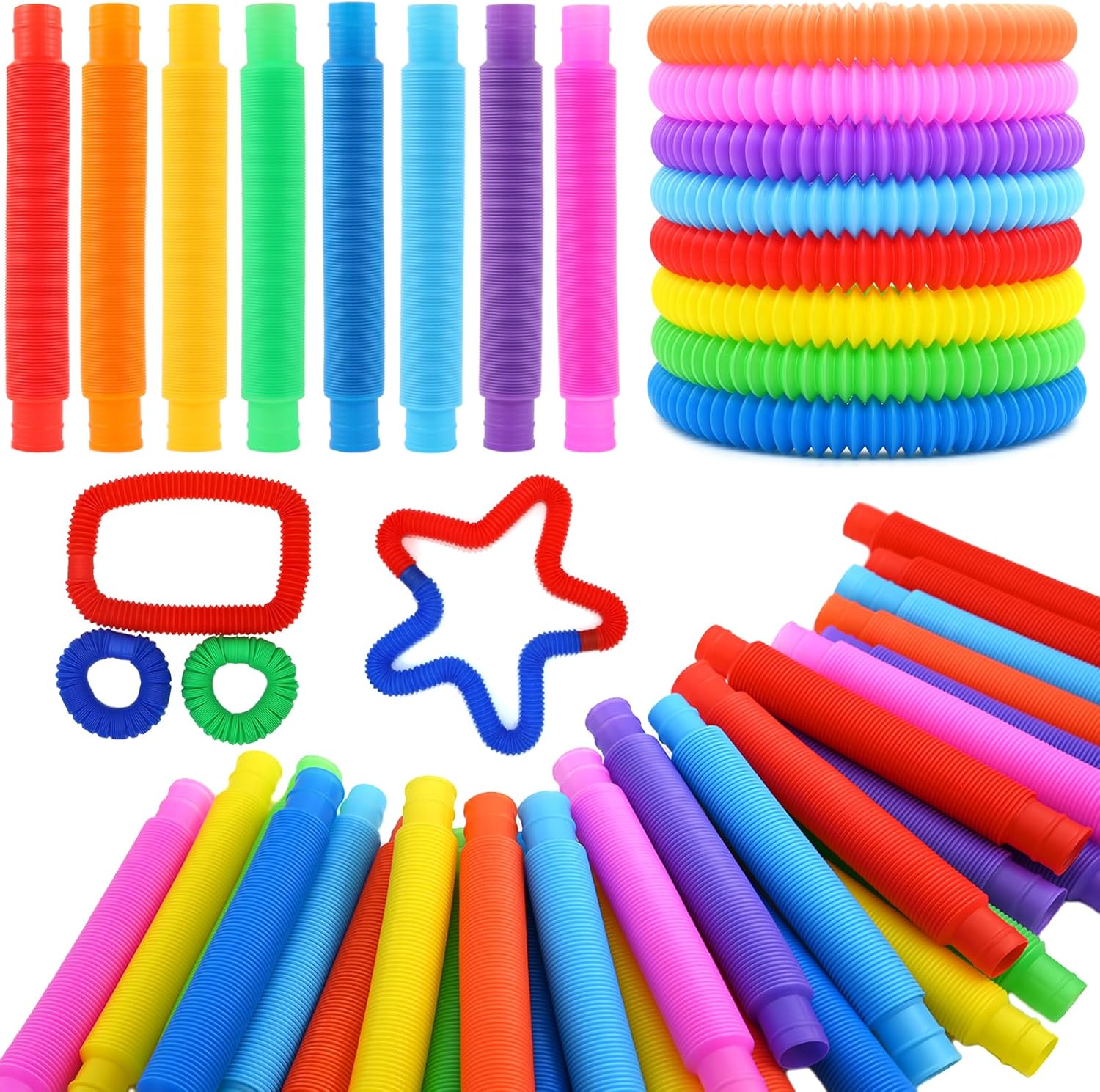 Stress-Relief Pop Tubes - 30 Pack Sensory Fidget Toys