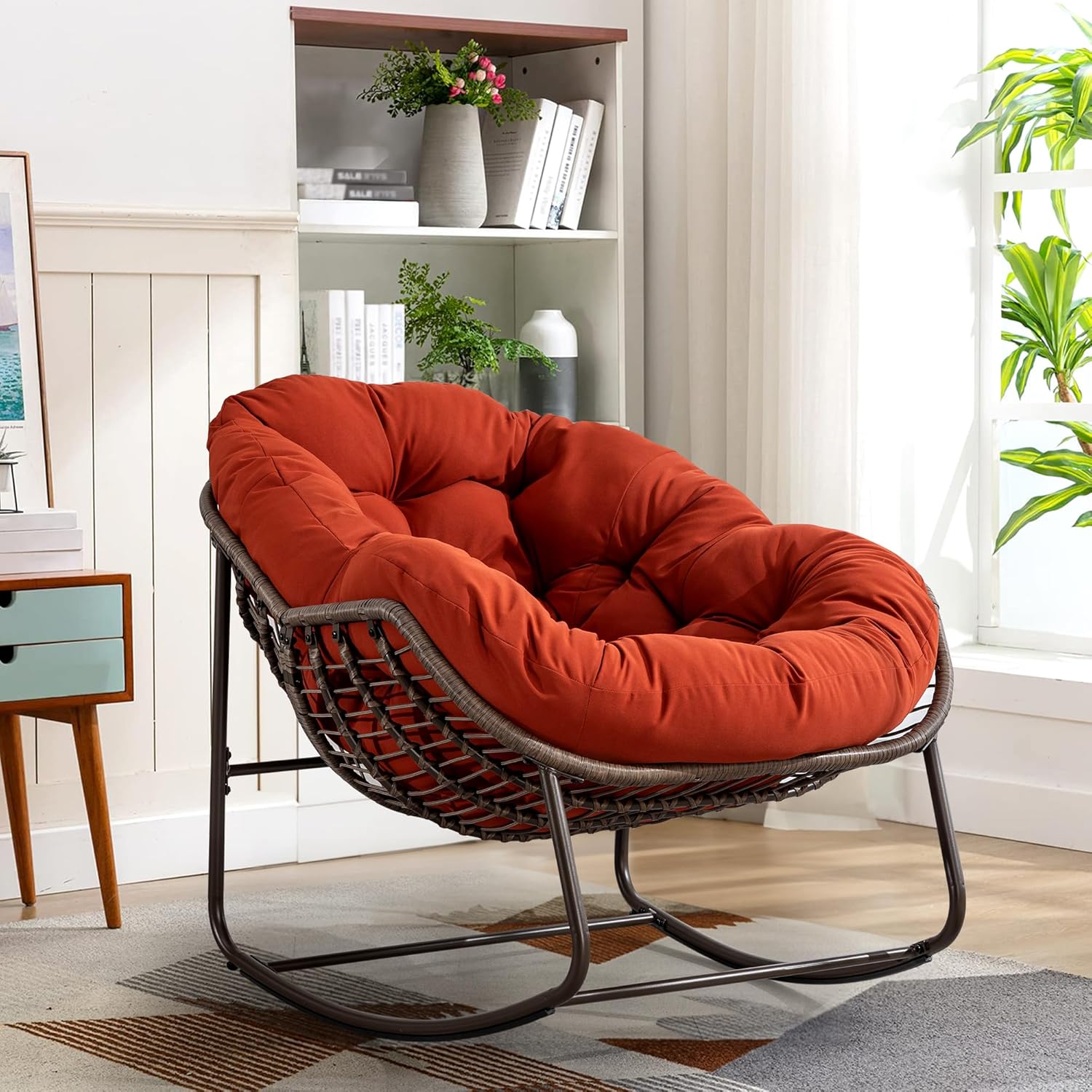 SLEERWAY Large Indoor Outdoor Rocking Chair for Comfort and Style