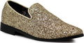 SPK04 Men's Vintage Glitter Dress Loafers - Classic Slip-On Dress
