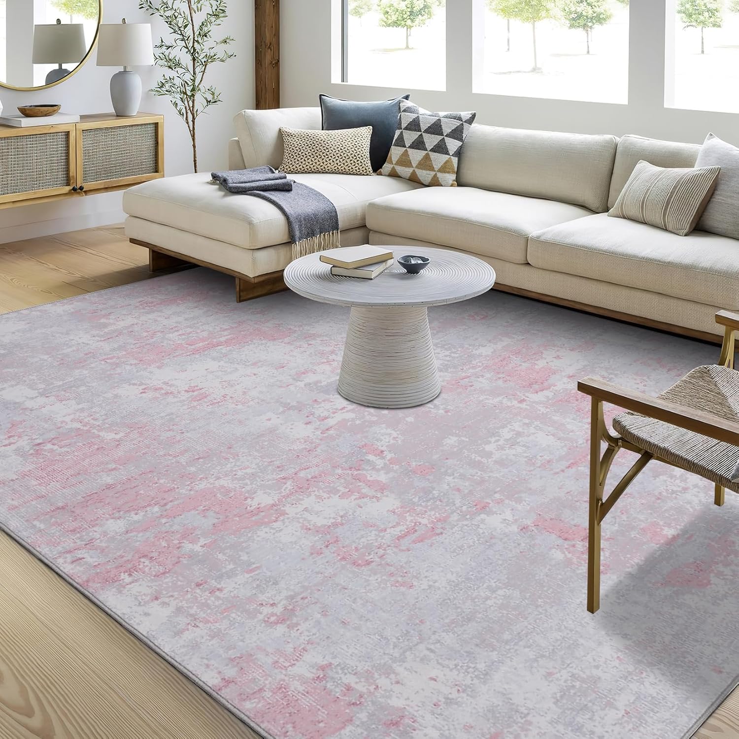 Modern Abstract Area Rug 4x6 Non Slip Stain Resistant for Home