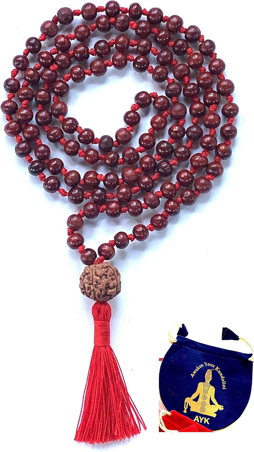 Rosewood Mala Beads Necklace for Meditation and Spiritual Growth