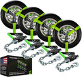 VULCAN Car Tie Down with Chain Anchors - Lasso Straps 4 Pack