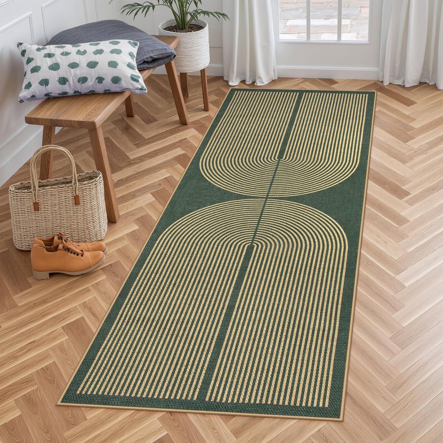 Lahome Modern Rainbow Easy Jute Entryway Runner Rug for Home