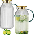 Glass Pitcher with Lid 68 oz Vertical Stripes - Heat Resistant Carafe