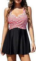 Elegant Floral One Piece Swimdress for Women - Crossover Style