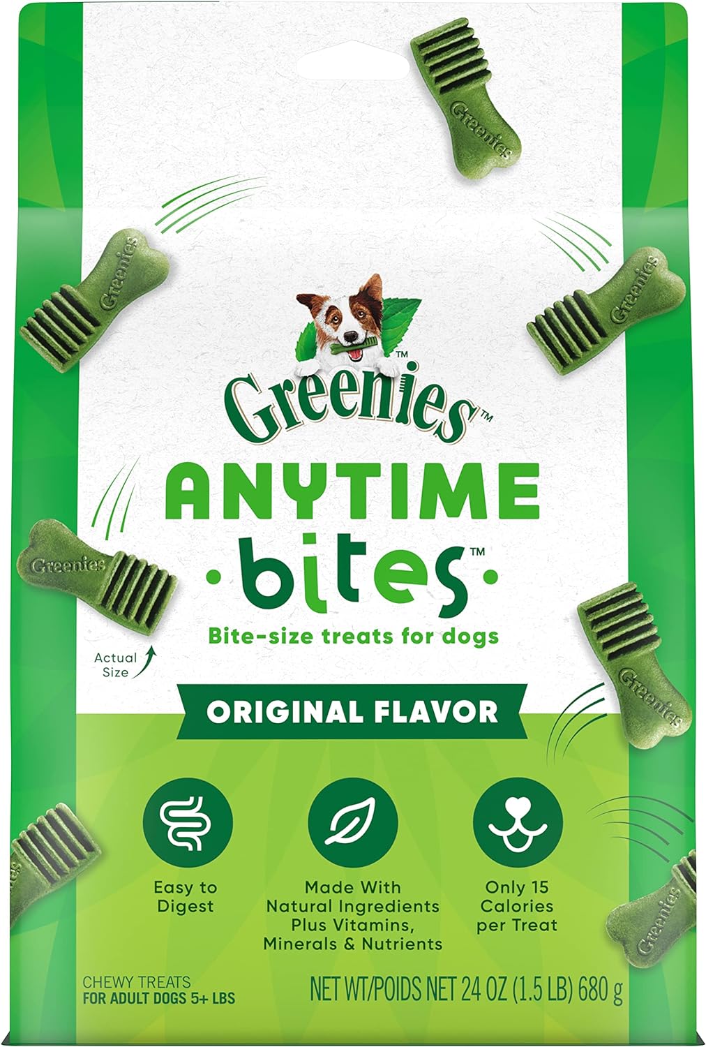 Greenies Anytime Bites Dog Treats for Happy Dogs, 24 oz. Bag