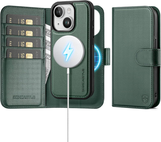 Magnetic 2 in 1 Detachable Wallet Case for iPhone 13 Green